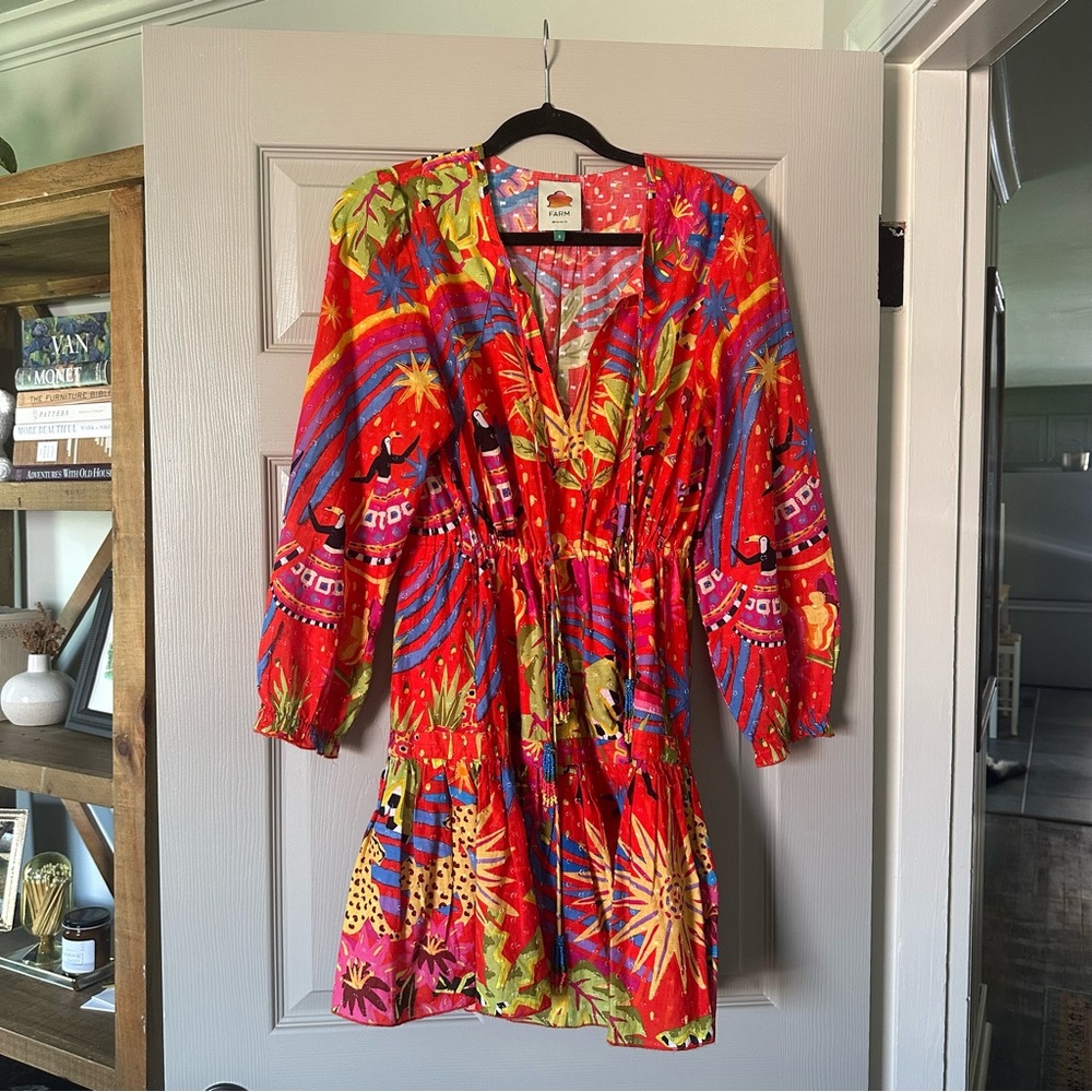 FarmRio Colorful Printed Long Sleeve Dress